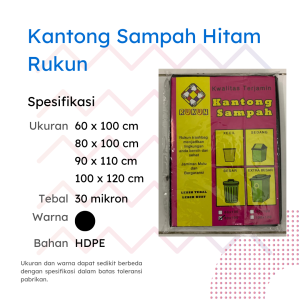 Kantong Sampah Hitam Rukun 0.03x100x120 Isi 10 Lembar